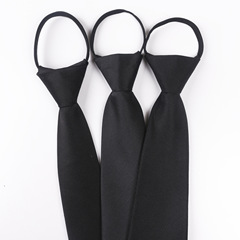 Upgraded version of zipper tie, lazy tie, black simple administrative pre-tied tie, professional business tie for men