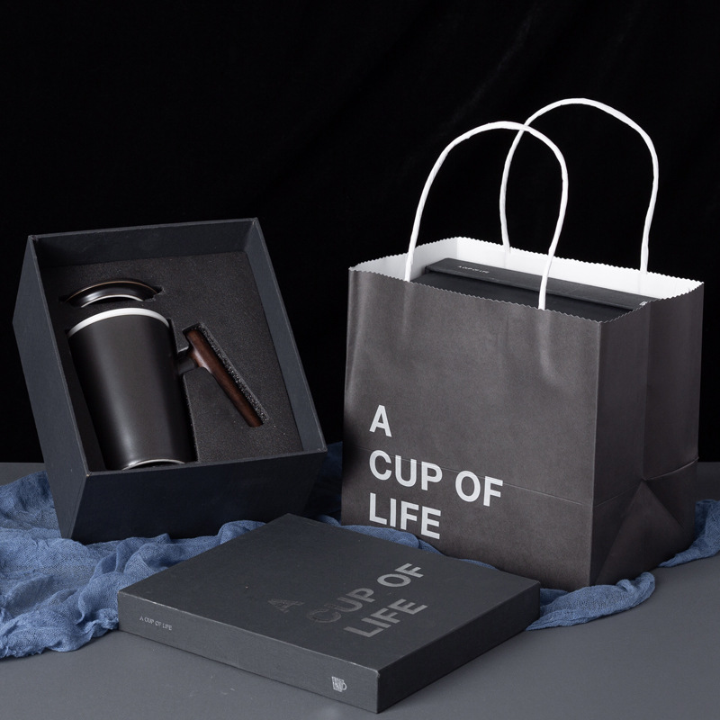 Taza de cerámica de madera original taza de café taza de taza de agua taza de oficina caja de regalo LOGO impresa