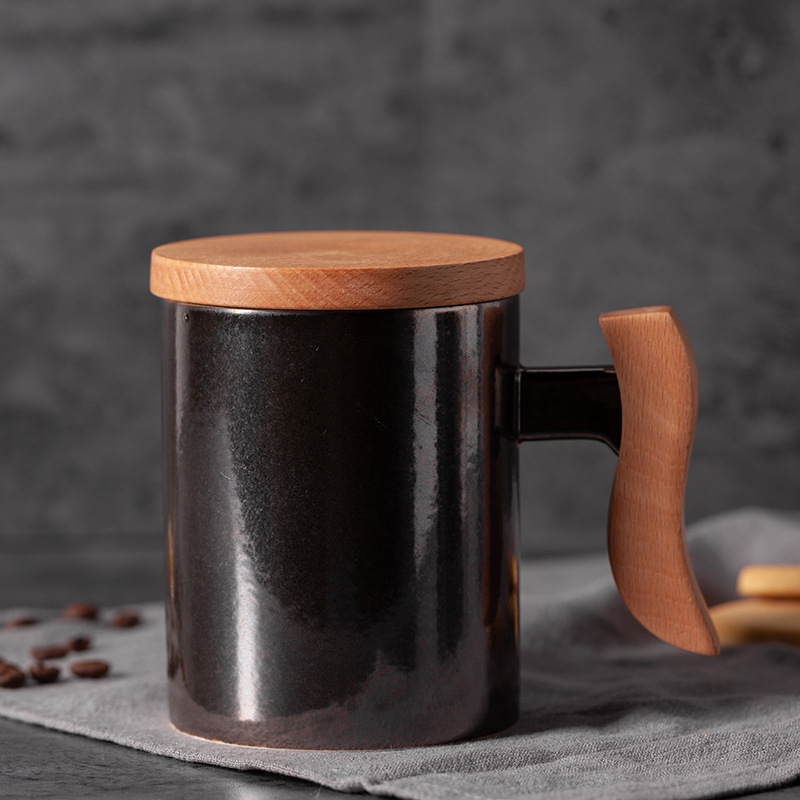 Taza de cerámica de madera original taza de café taza de taza de agua taza de oficina caja de regalo LOGO impresa