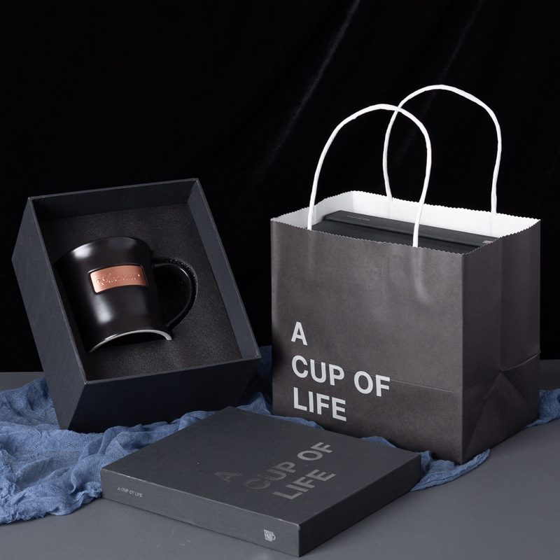 Taza de cerámica de madera original taza de café taza de taza de agua taza de oficina caja de regalo LOGO impresa