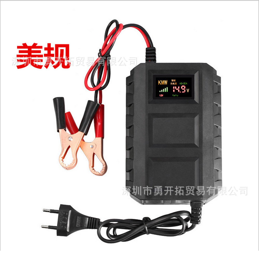 Ebay热卖12V智能电池充电器 10A汽车电瓶铅酸电池充电器 欧规美规