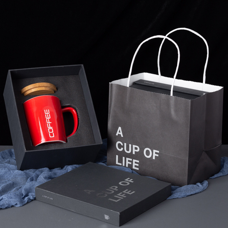 Taza de cerámica de madera original taza de café taza de taza de agua taza de oficina caja de regalo LOGO impresa