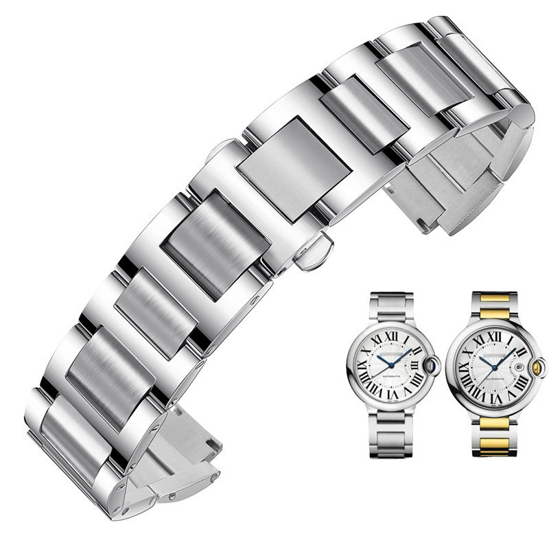 卡地地亚蓝气球316L钢带表带男凸口手表链女精钢表带14 12 11 8mm