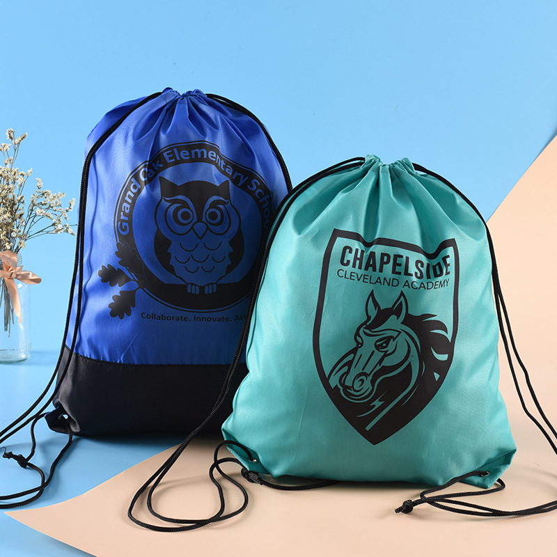 涤纶束口背包袋定 做补习班尼龙双肩背包袋子广告收纳抽绳袋定 制