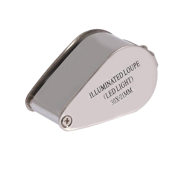 30倍金属框架光学镜片高清珠宝玉石古玩led带灯折叠放大镜21007