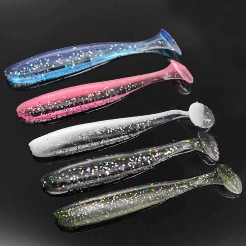 Two-color T tail 5.5cm6.3cm7cm9cm soft bait soft worm smooth T tail mandarin fish bait Luya bait bionic bait