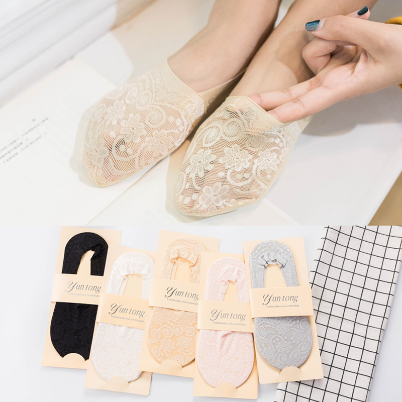 Manufacturer Spring and Summer New Deep Mouth Boat Socks Women's Lace Thin Invisible Socks Silicone Non-Slip Socks Wholesale