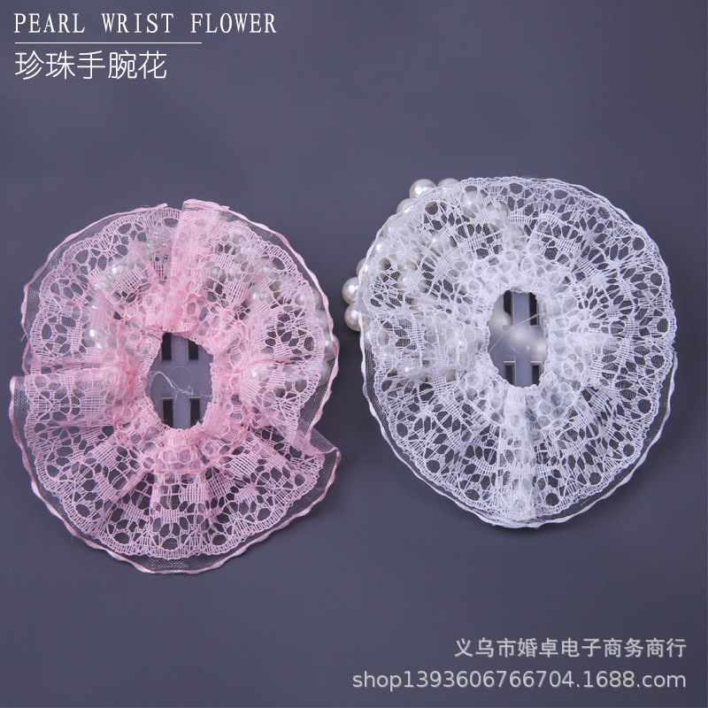 wrist flower for bride pearl