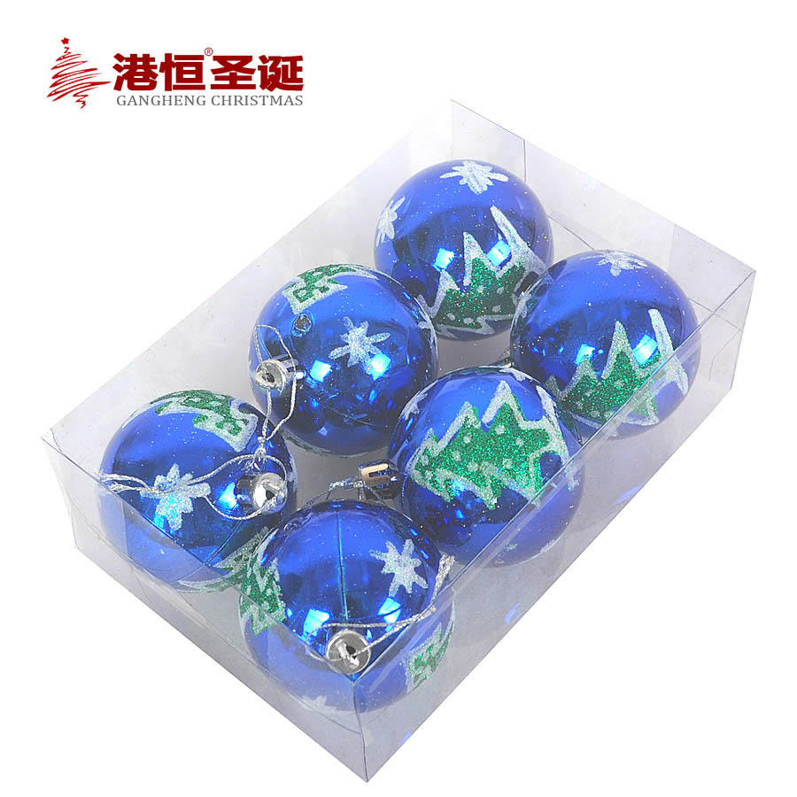 6cm de plástico BOLA DE Navidad árbol de Navidad decoración colgante Bola 6 pack azul con pintura brillante en caja pintada BOLA DE Navidad