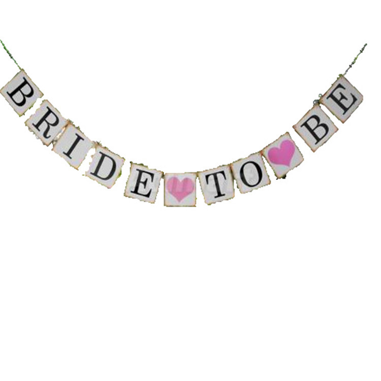 Bandera de cadena nupcial de un solo partido Bandera de tira Novia a ser Bandera de cadena de corazón de melocotón Bandera de tira de novia Bandera de cadena en stock