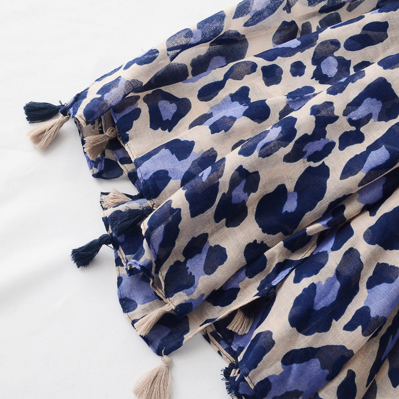Nueva Dongdaemun púrpura leopardo impresión bufanda cuatro estaciones todo partido algodón y lino borla bufanda decorativa viaje Toalla de playa