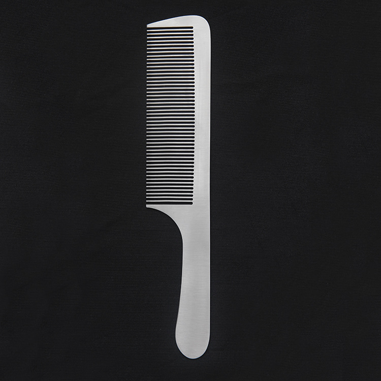 Peine de corte de pelo de acero inoxidable peluquería cabeza plana peine de doble uso peine estilista peluquería peine de acero peine de pelo de los hombres corte de pelo peine de acero