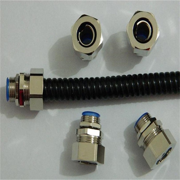 铜镀镍金属软管接头 Φ16-M20*1.5防爆蛇皮管接头