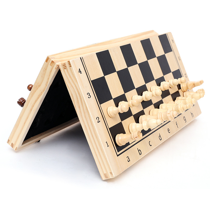 Strong magnetic wooden chess set, portable foldable tabletop game, board game, competitive educational toy, factory direct sales.