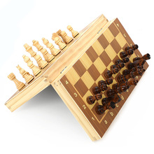 跨境专供磁性国际象棋木质可折叠彩盒装送两后竞技益智棋牌玩具
