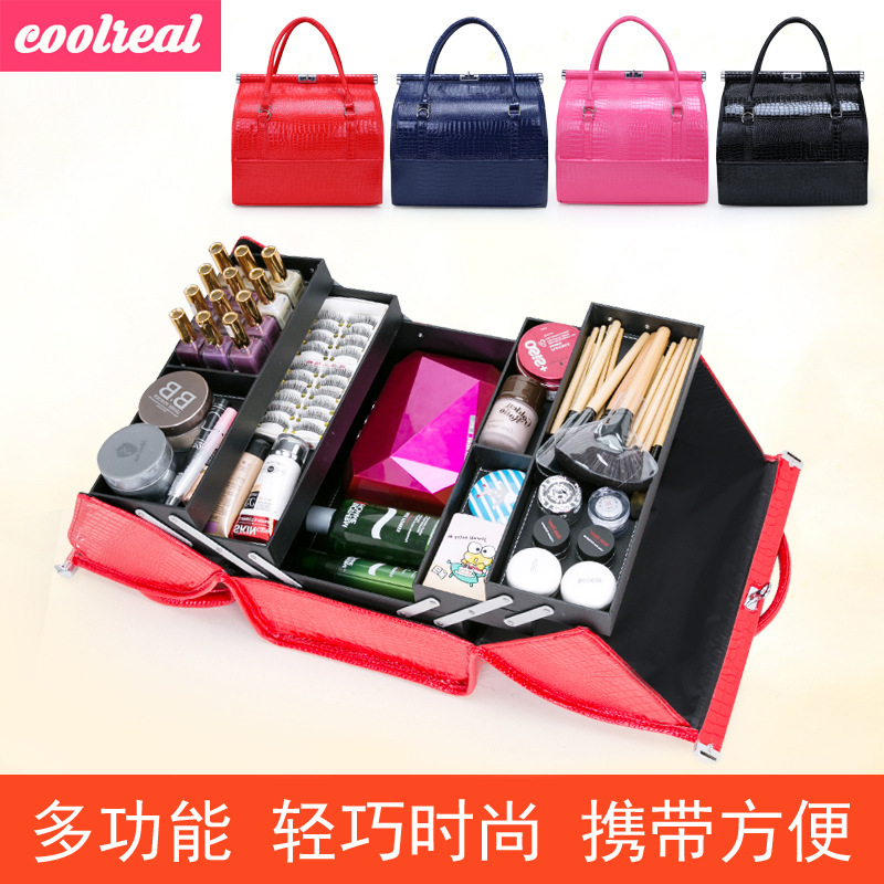 大号多层专业手提化妆包大容量美甲纹绣彩妆半永久工具箱韩国跟妆
