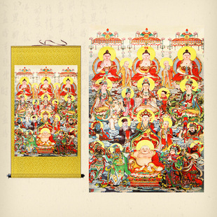 全堂佛丝绸卷轴画众佛图满堂佛挂画佛像家用客厅玄关全佛图装饰画-阿里巴巴