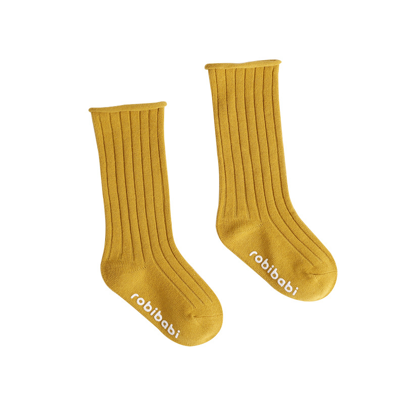 Calcetines de bebé de rayas verticales populares de Amazon para bebés y niños que dispensan calcetines largos de doble aguja calcetines sueltos de media pantorrilla