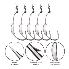 Shark Lure | Casting Lead Curved Blade Hook with Spring Lock Pin Muddler Hook Soft Bait Hook with Weighted Head Curved Blade Hook