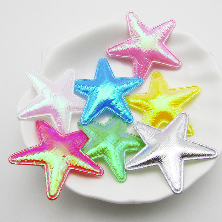 Factory wholesale AB cloth simulation starfish 4.2cm color five-pointed star baking decoration starfish gift box packaging accessories