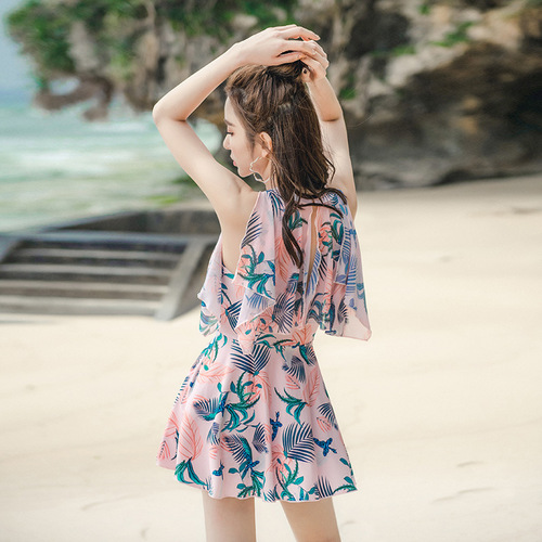 Women's swimsuit 2019 new one-piece skirt style conservative belly-covering slimming sexy swimsuit Korean code hot spring swimsuit