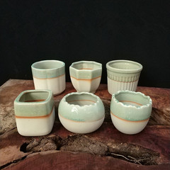 多肉花盆哥窯陶瓷透氣小號冰裂組合陽台清新創意辦公桌盆