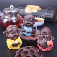 招财摆件福禄寿公仔三星像陶瓷小和尚泡茶宠紫砂工艺品小物件批发