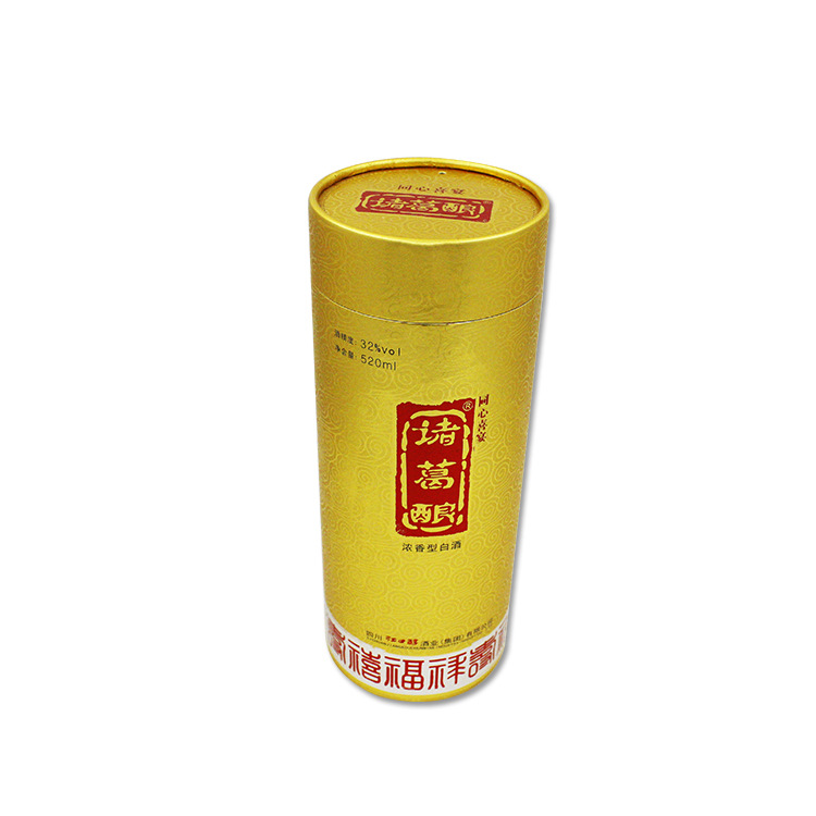 葡萄酒白酒红酒洋酒酱酒香槟圆筒纸罐包装盒厂家 圆形纸筒酒盒定