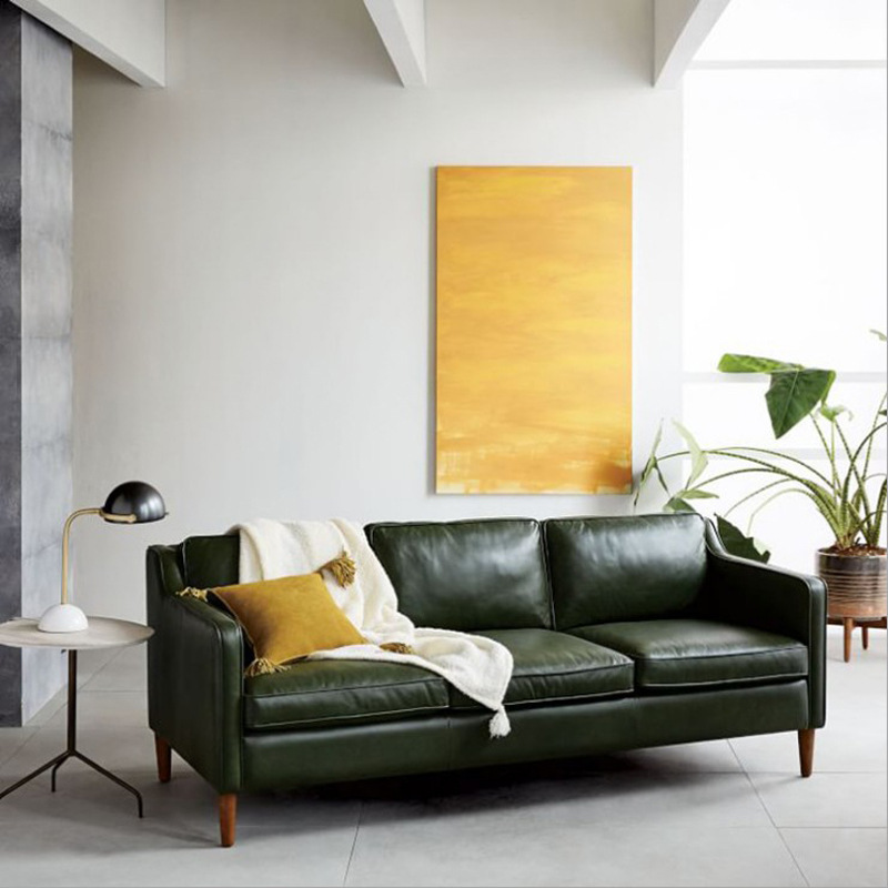 Cama y desayuno sofá de cuero nórdico pequeño apartamento cuero sofá pequeño solo apartamento sala de estar combinación moderna muebles simples