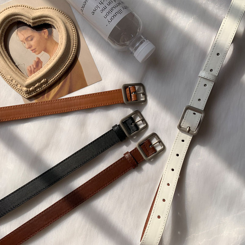 Square buckle belt, jeans belt, women's personalized women's belt, retro ins style belt, decorative pin buckle belt