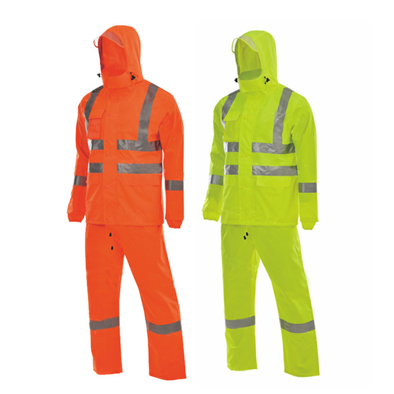 安大叔D763/C890反光雨衣 户外公路运输建筑机场PU雨衣