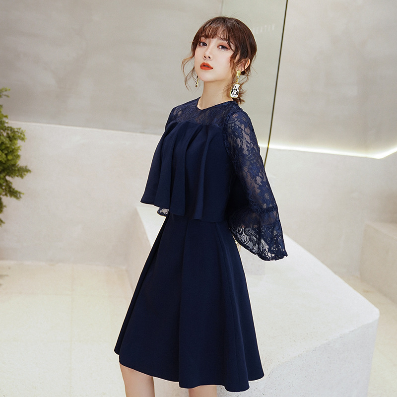 Vestido de noche elegante negro para mujer, estilo nuevo de verano 2026, elegante y adelgazante, aura reginal para banquetes.