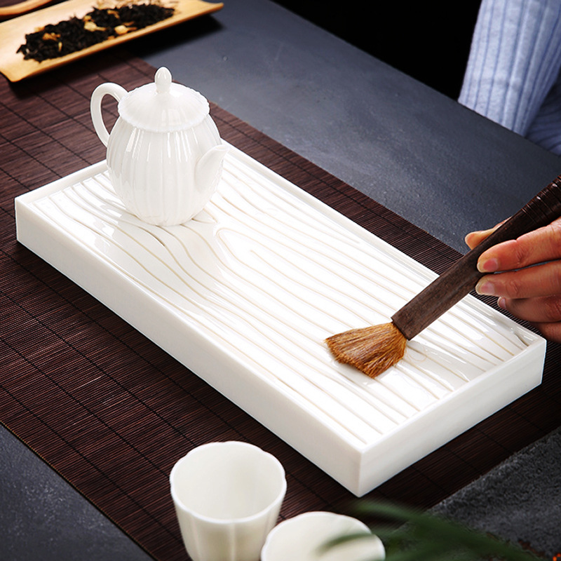 Bandeja de té de porcelana blanca Winjiang olla doméstica juego de té de Kung Fu té arte bandeja de té mesa de té seca cerámica estilo japonés bandeja de té seco