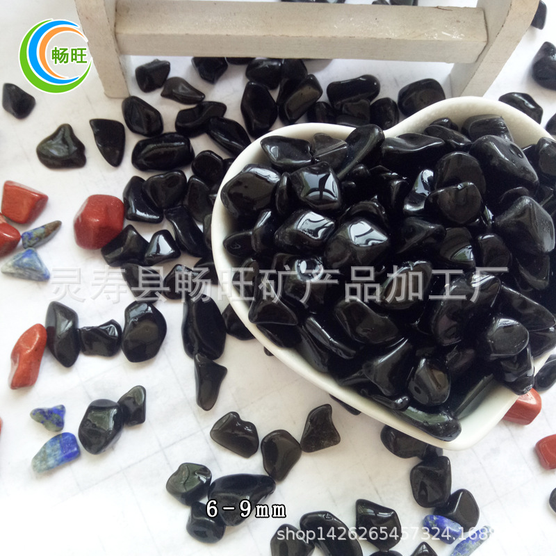 天然黑曜石摆件供佛鱼缸石造景石家居装饰碎石碎料量大价优