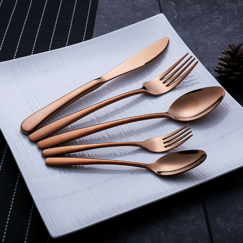 Elegant tableware, set stainless steel for hotel, mirror effect