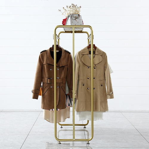 Luxury clothing store hanger landing island rack side hanging double row children's clothing shelf wholesale men and women clothing display rack