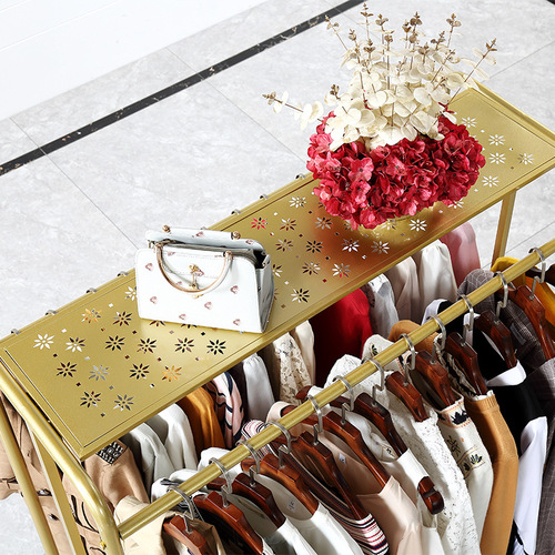 Luxury clothing store hanger landing island rack side hanging double row children's clothing shelf wholesale men and women clothing display rack