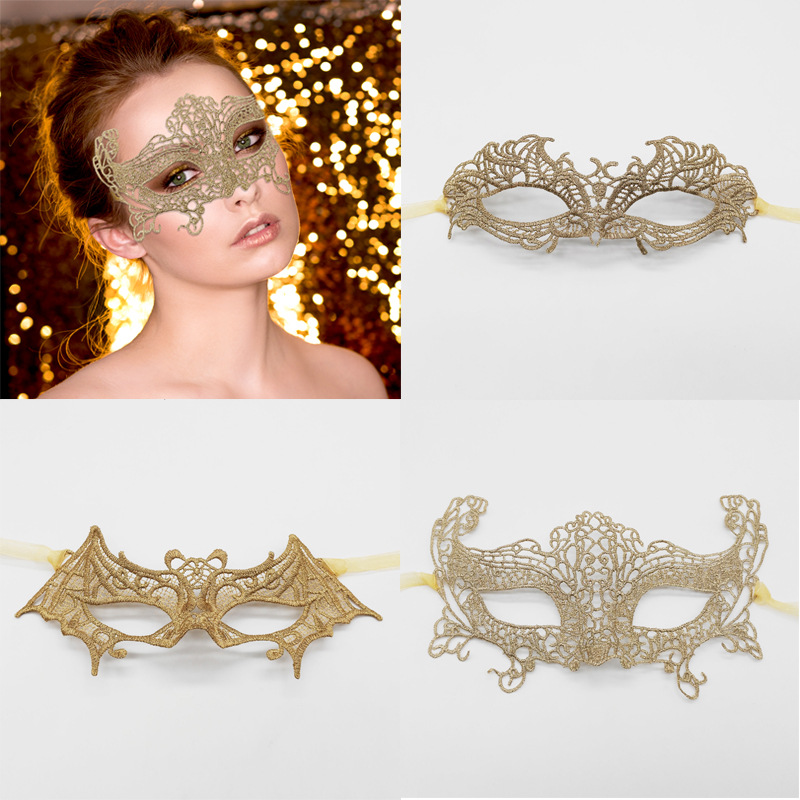 性感镂空蕾丝面具金线火头 狐狸蝙蝠半脸派对眼罩 女化妆舞会面具
