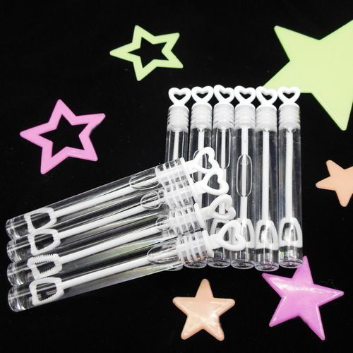 Wholesale holiday wedding love test tube blowable bubble water heart-shaped bubble stick children's toys portable empty bottle