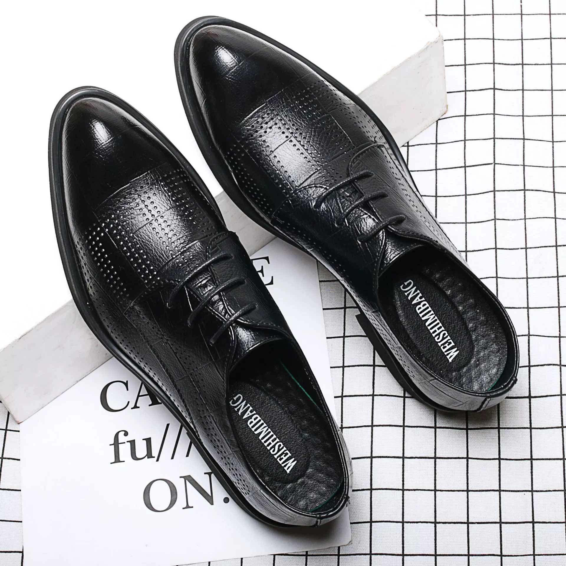 Весенне-летняя кожаная обувь, мужская черная деловая Повседневная дышащая мужская обувь, большие размеры, увеличивающие рост, британские Мужские модельные туфли