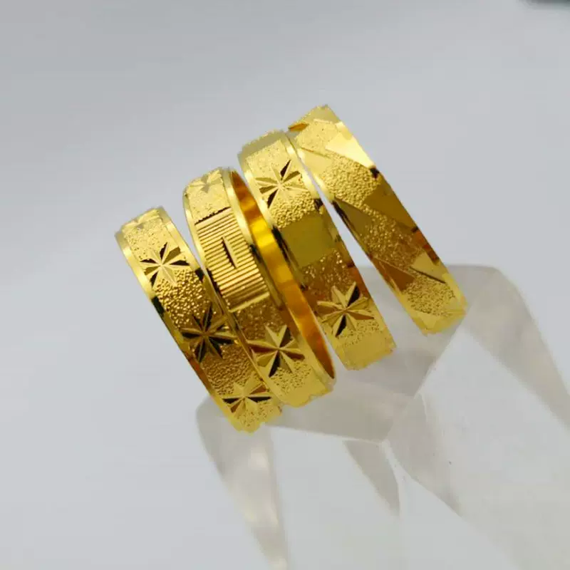 里外一色沙金男士戒指满天星流星雨铜镀金闭口指环men ring混码