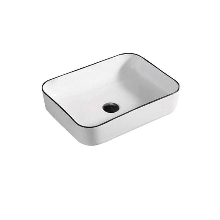 Hengying lavabo Cuenca del arte de cerámica de alta temperatura negro cuadrado Mesa redondeada cuenca estilo Nórdico simple moda