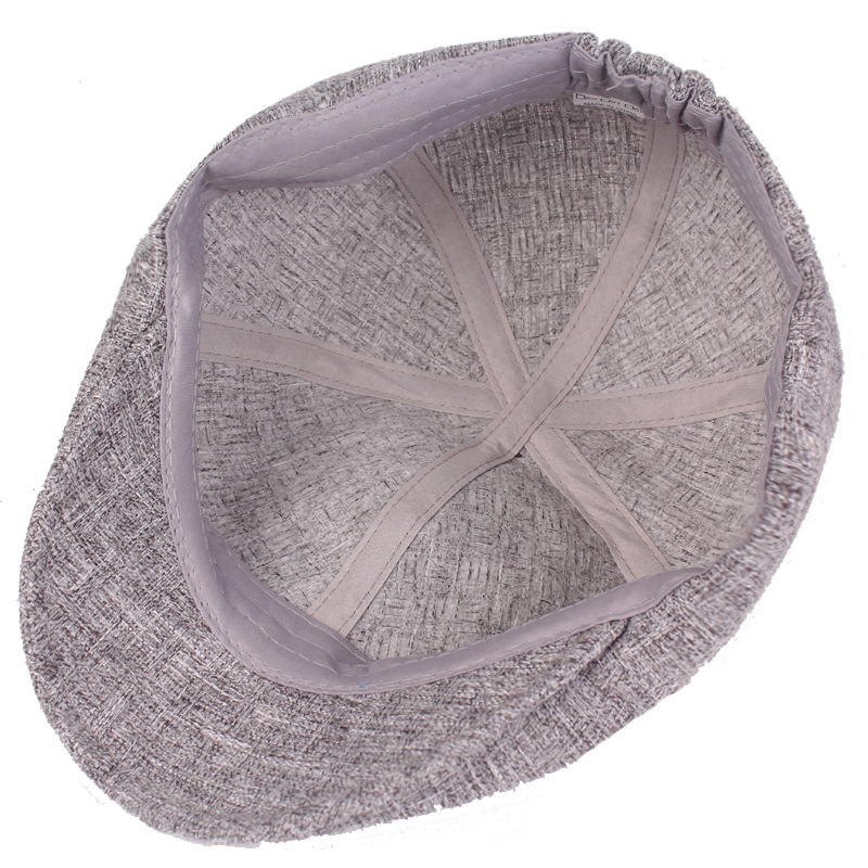 Boina de algodón y lino para hombres y mujeres gorra de mediana edad y ancianos sombrero delantero sombrero de viaje al aire libre boina monocromática