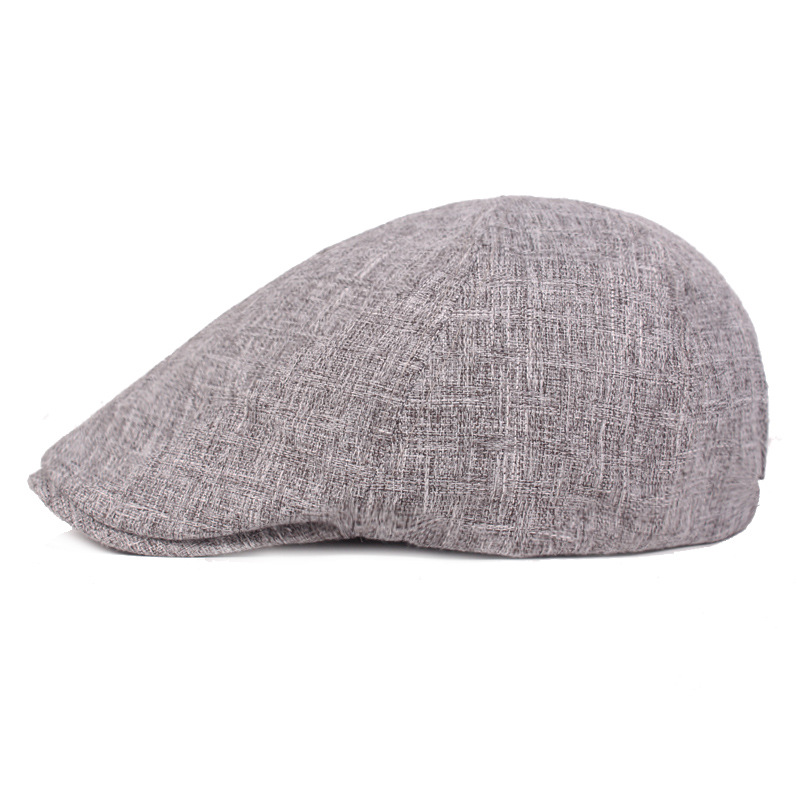 Boina de algodón y lino para hombres y mujeres gorra de mediana edad y ancianos sombrero delantero sombrero de viaje al aire libre boina monocromática