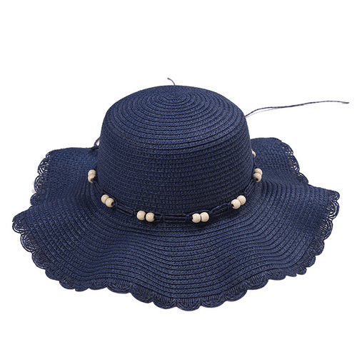 Summer New Wide Brim Wavy Edge Sun Hat Beach Sand Sun Protection Hat Grass Hat Women Wide Brim Hat Wholesale