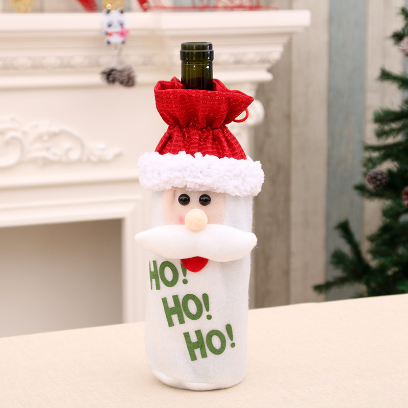 Nueva bolsa de botella de vino Nueva cubierta de botella de vino de Santa Claus decoración de botella de vino de Navidad bolsa de botella de vino tinto de Navidad