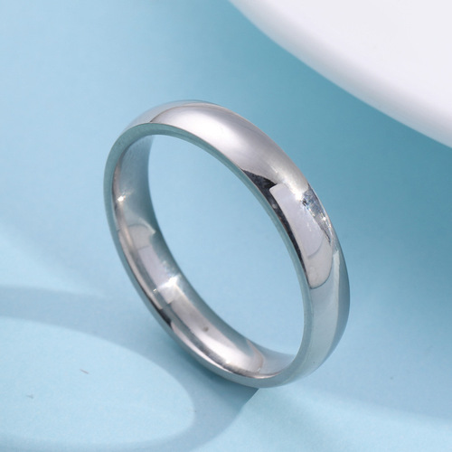 Cross-border accessories Titanium steel ring 4mm arc glossy couple stainless steel exquisite plain ring jewelry manufacturer for women