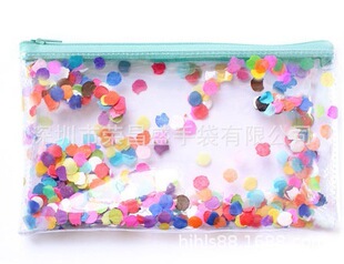 Oil filling PVC liquid cosmetic bag glitter powder cosmetic bag glitter powder bag oil filling bag water injection bag