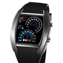 批发LED电子手表 扇形仪表盘手表 男式航空手表项链韩版一件代发