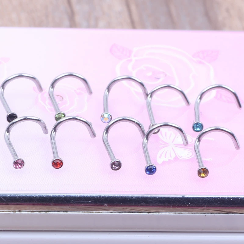 Серебро нос piercинг физиологический с камнем